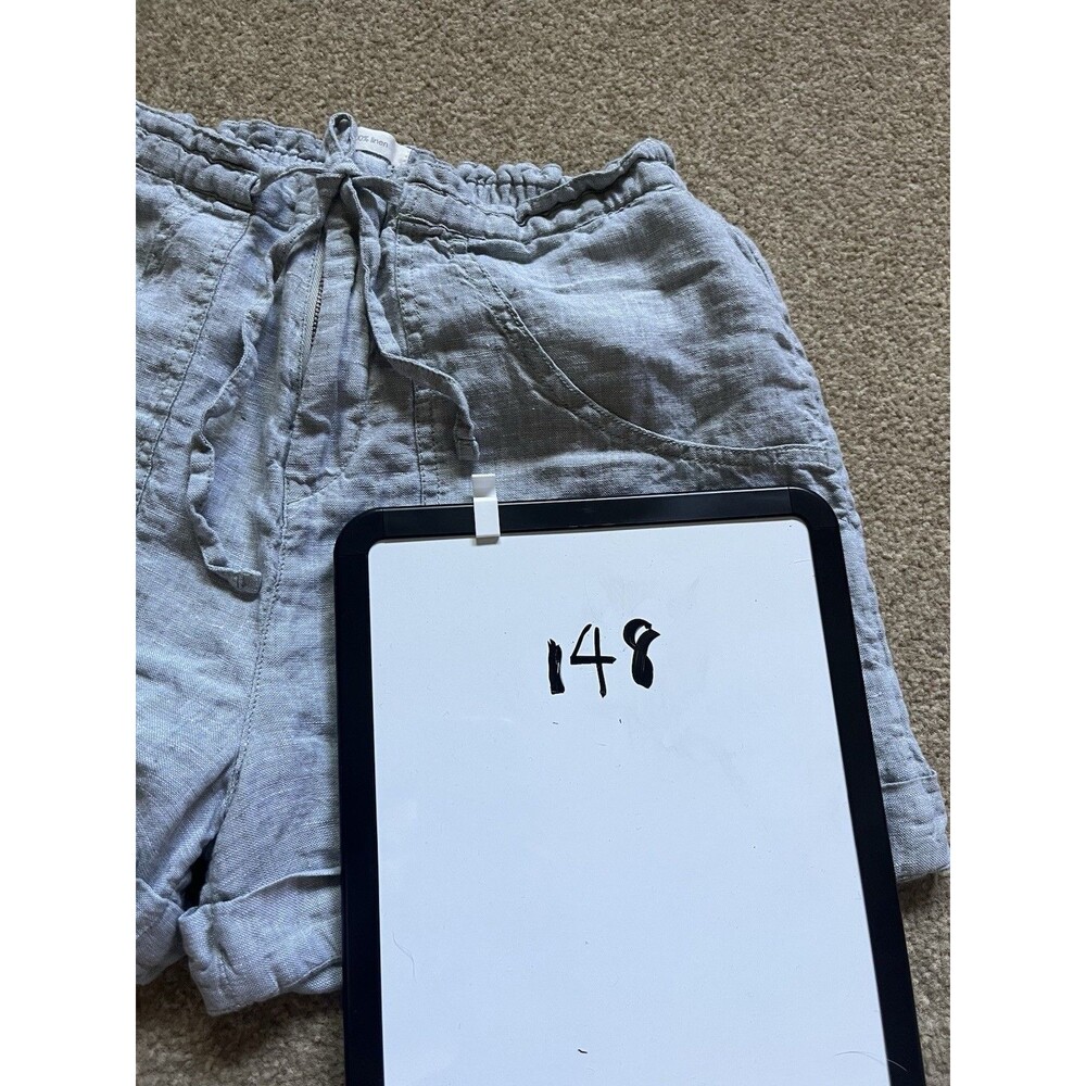 C&C California Shorts Small Sz Taupe 100% Linen Pull On Elastic Drawstring Boho - Picture 6 of 6